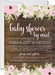 Girls Pink Rustic Floral Baby Shower By Mail Invitations