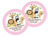 Girls Pink Safari Birthday Party Stickers or Favor Tags