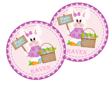 Girls Pink and Purple Easter Bunny Stickers