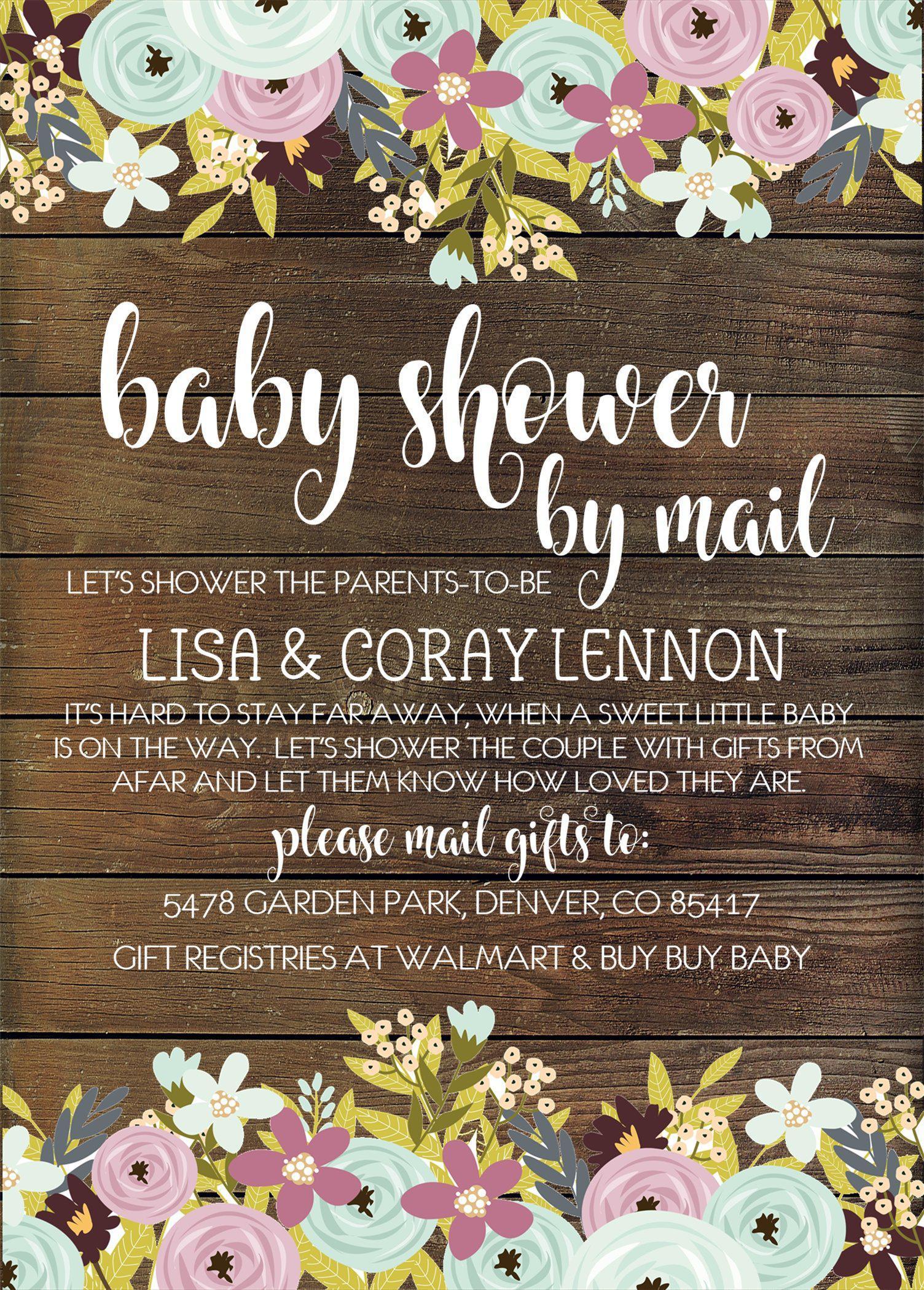 Girls Rustic Baby Shower By Mail Invitations