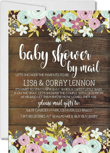 Girls Rustic Baby Shower By Mail Invitations