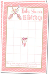 Girls Tribal Dreamcatcher Baby Shower Bingo Cards