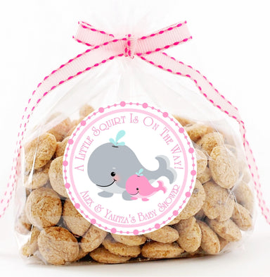 Girls Whale Baby Shower Stickers