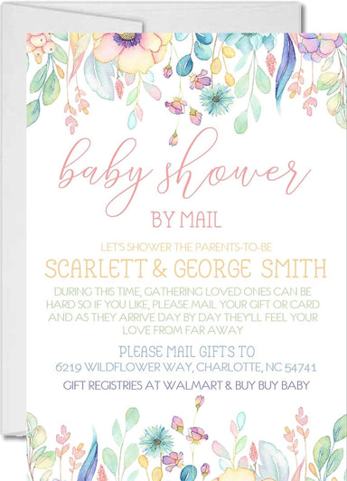 Girls Wildflower Baby Shower By Mail Invitations