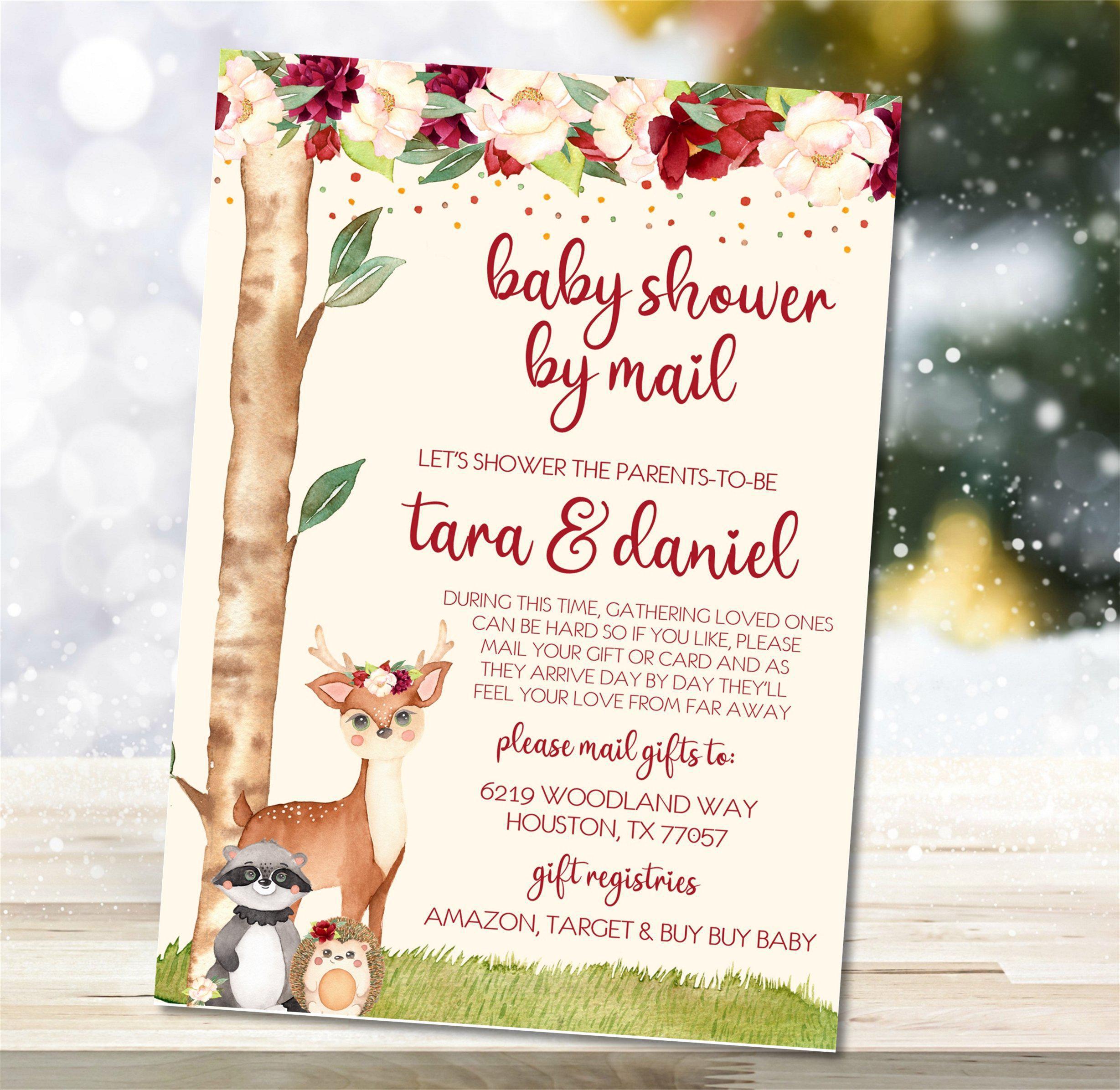 Girls Woodland Animals Baby Shower By Mail Invitations