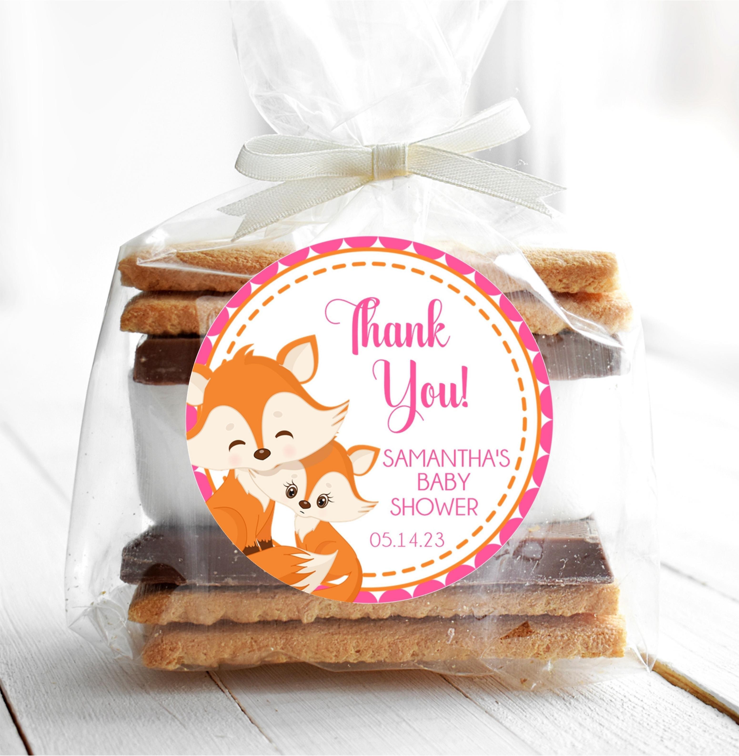 Girls Woodland Fox Baby Shower Stickers Or Favor Tags