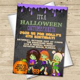 Girls Zombie Halloween Birthday Party Invitations