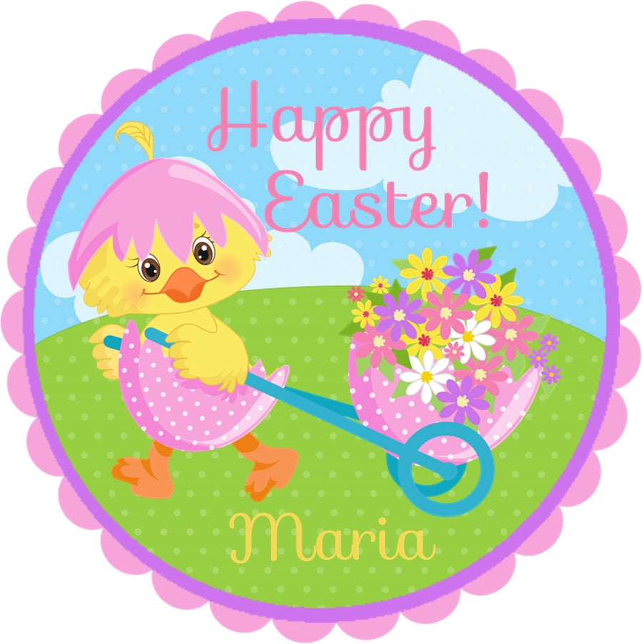 Girls Easter duckling wagon stickers for favors