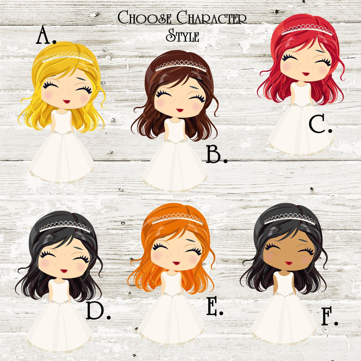 Girls First Communion big face characters