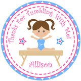 Girls blue pink gymnastics birthday stickers