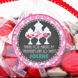 Girls candy Valentine sticker with three candy jars and hearts