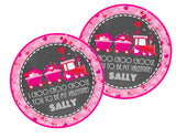 Girls choo choo Valentine sticker with heart train