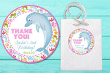 Girls dolphin birthday sticker