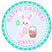 Girls easter bunny holding egg basket personalized sticker