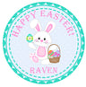 Girls easter bunny holding egg basket personalized sticker