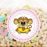 Girls jungle monkey 1st birthday sticker