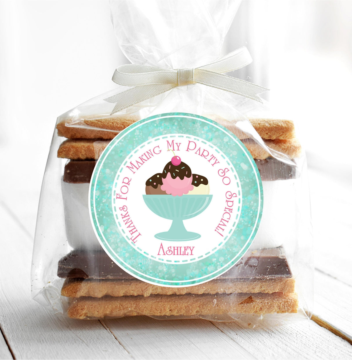 Girls mint birthday stickers