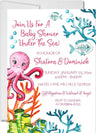Girls ocean baby shower invitations colorful coral reef design