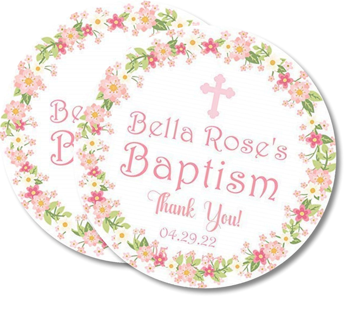 Girls pastel floral Baptism favor label