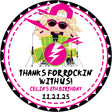 Girls pink black drummer rock roll birthday sticker