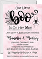 Girls pink halloween baby shower invitation