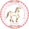 Girls pink horse thank you sticker birthday