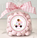 Girls pink ice cream truck sticker with custom name