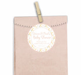 Girls pink moon stars baby shower sticker