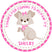 Girls pink personalized puppy sticker with pawty message