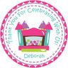 Girls pink purple bounce house birthday sticker labels
