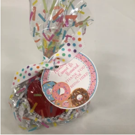 Girls pink sprinkle donut birthday sticker