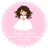 Girls pink white communion sticker label