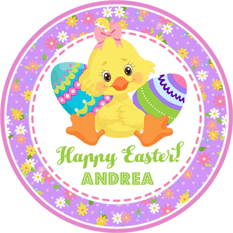 Girls purple happy easter sticker label