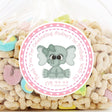 Girls safari elephant 1st birthday sticker with pink borders