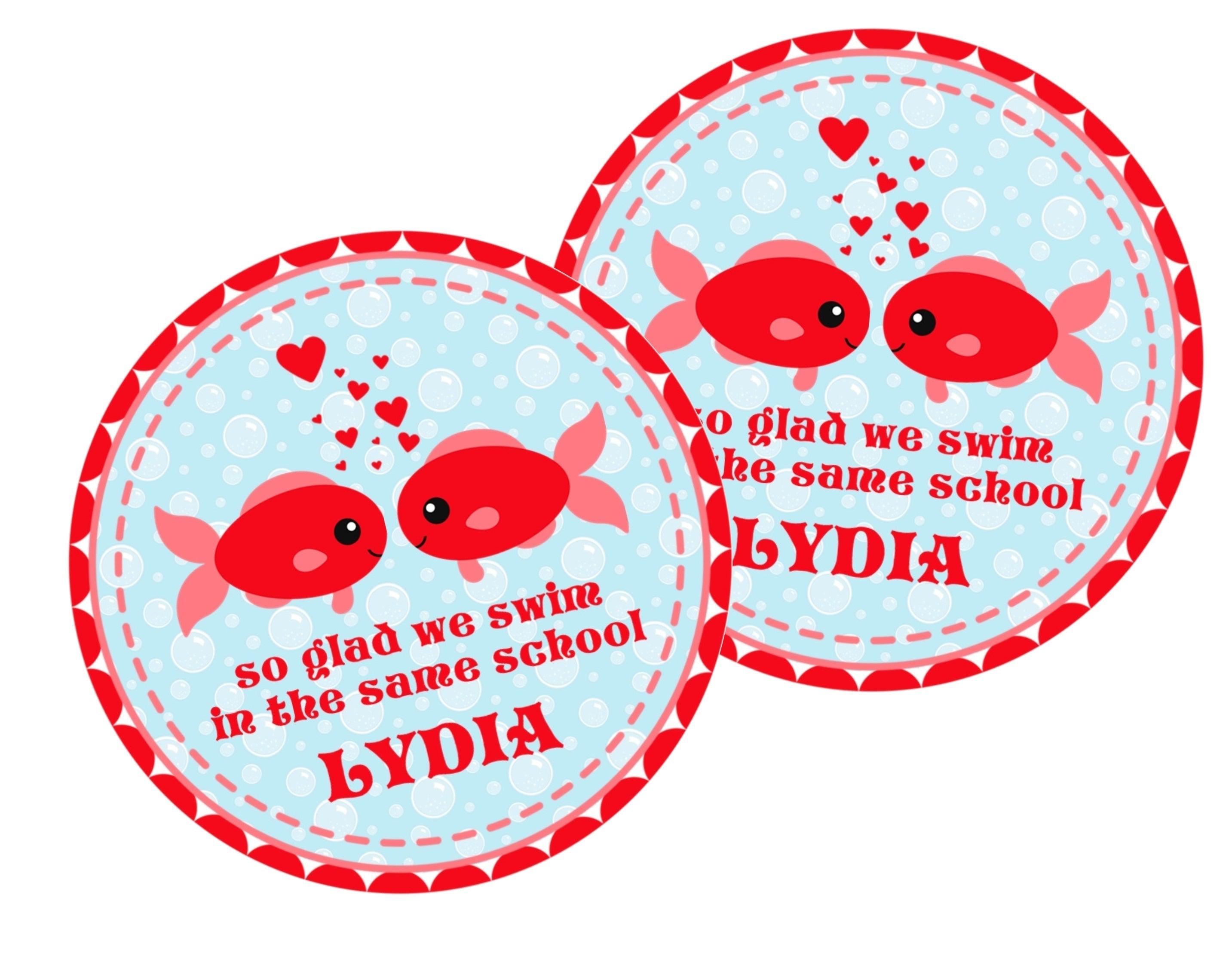 Glad We Swim At The Same School Valentine's Day Stickers