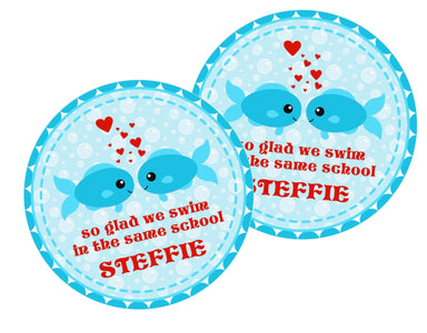 Glad We Swim At The Same School Valentine's Day Stickers