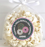 Glitter style donut birthday sticker for treat bags