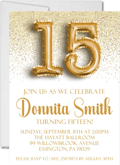 Gold Confetti Teen Birthday Party Invitations