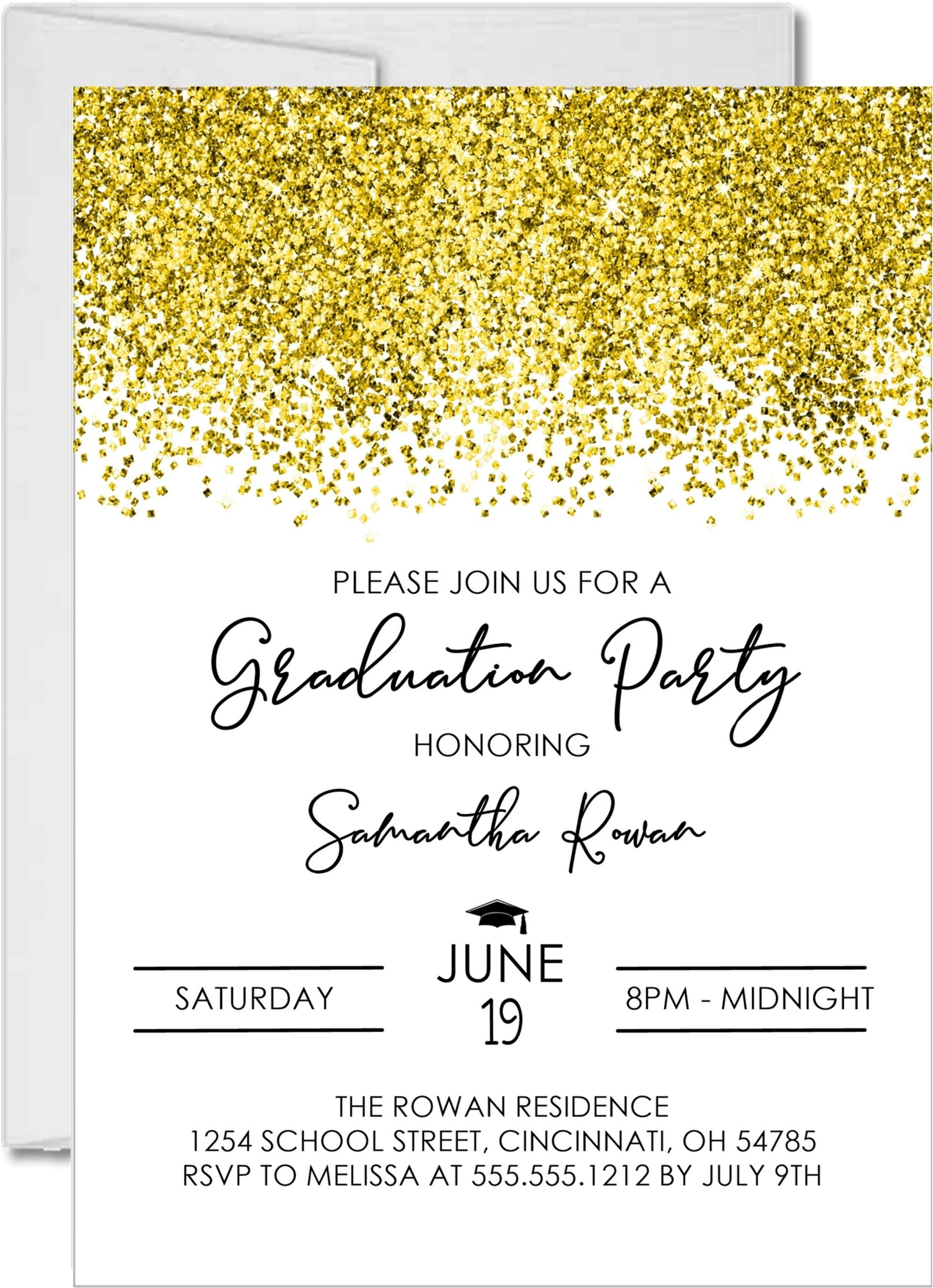 Gold Graduation Party Invitations