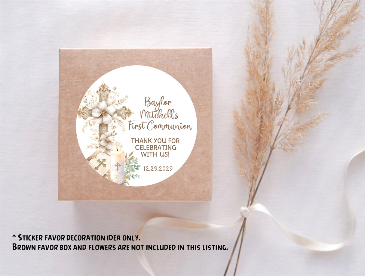 Gold Communion sticker labels