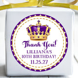 Gold and Purple royal crown birthday sticker