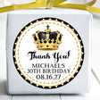 Gold and black royal crown birthday sticker