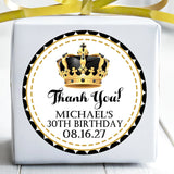 Gold and black royal crown birthday sticker