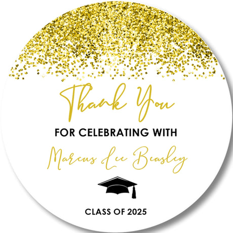 Gold black graduation party stickers