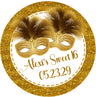 Gold masquerade sweet 16 sticker feather mask design