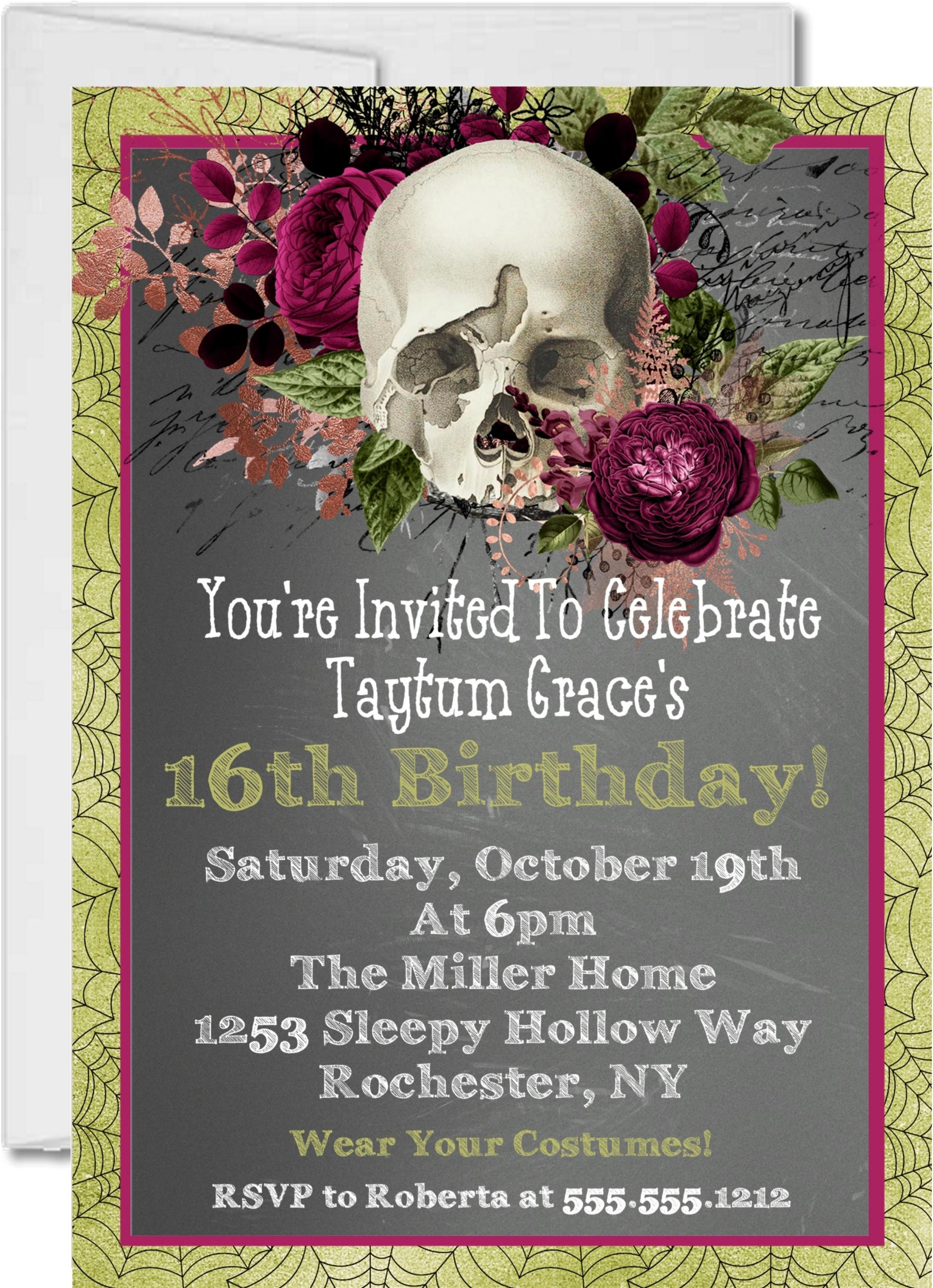 Gothic Halloween Birthday Party Invitations