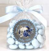 Gothic floral skull favor label for Halloween