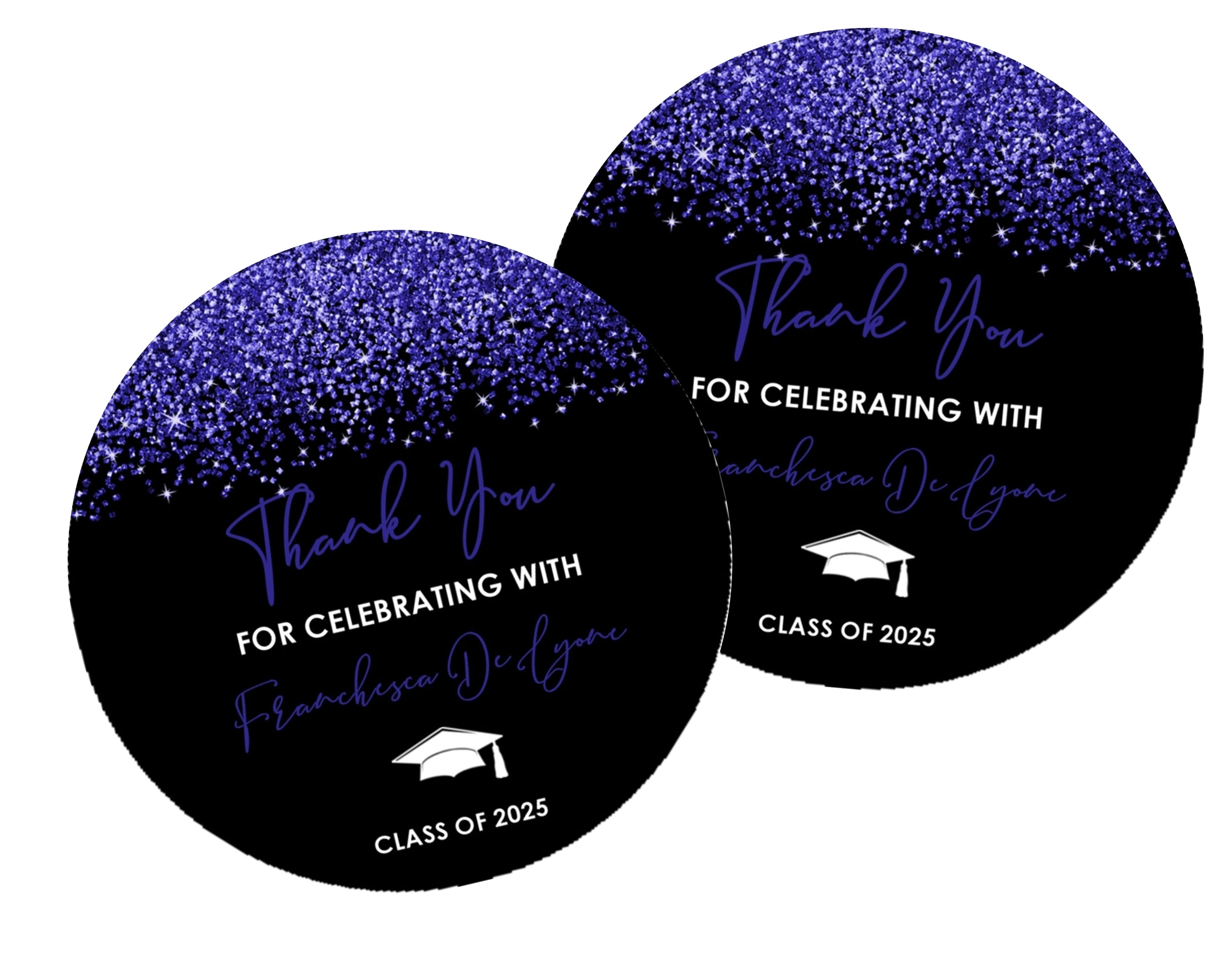 Midnight Royal Blue And Black Graduation Party Stickers Or Favor Tags
