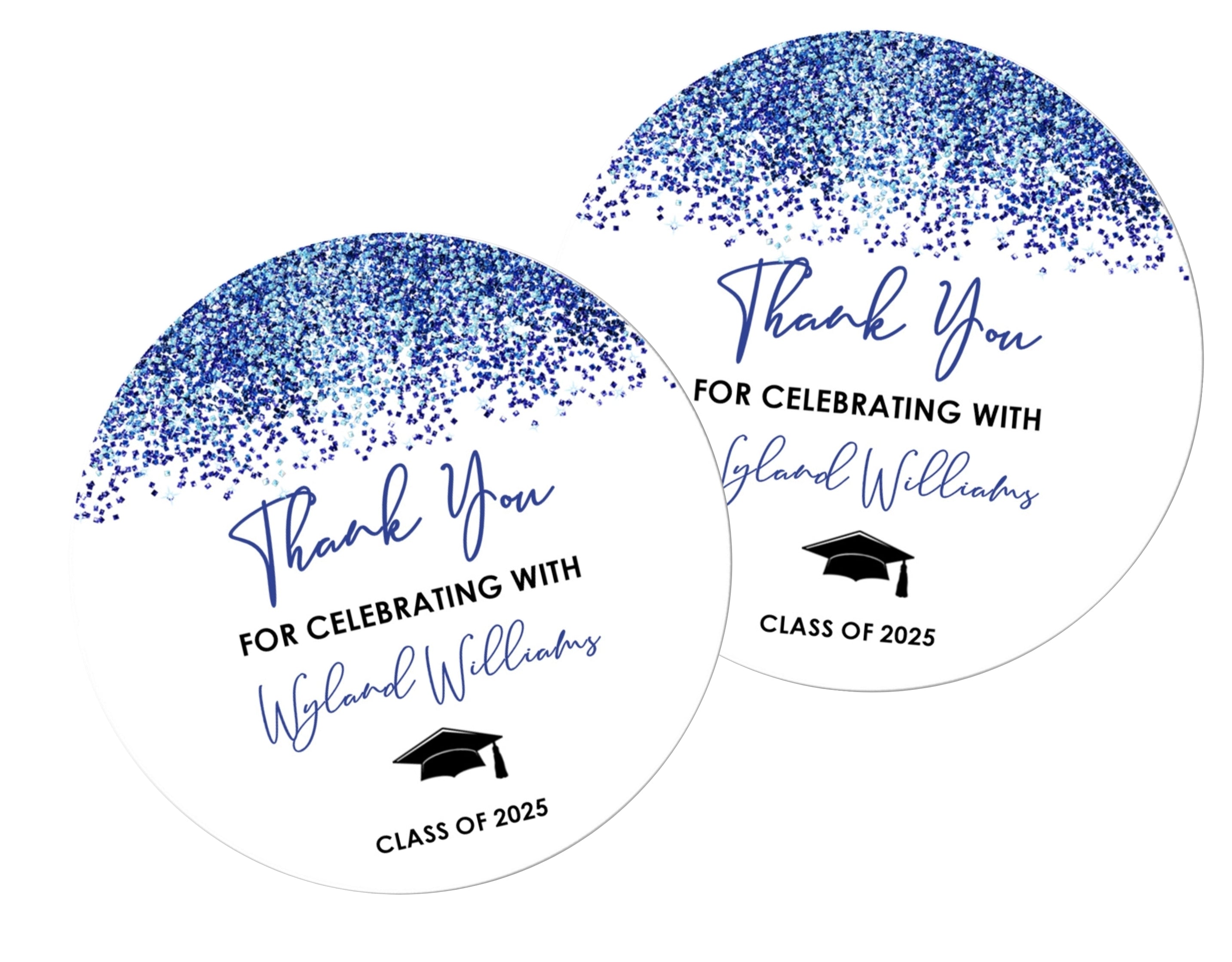 Blue Graduation Party Stickers Or Favor Tags