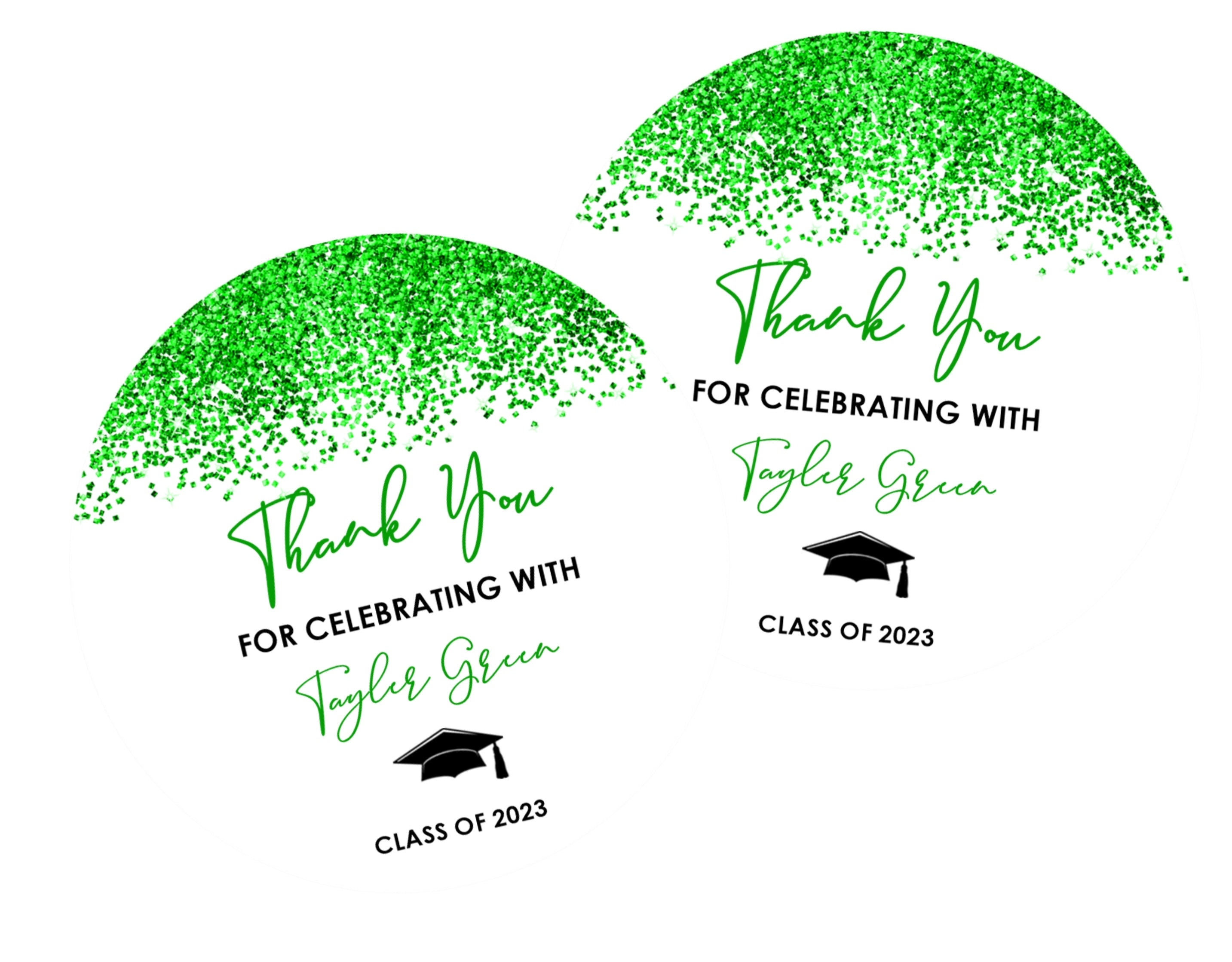 Green Graduation Party Stickers Or Favor Tags